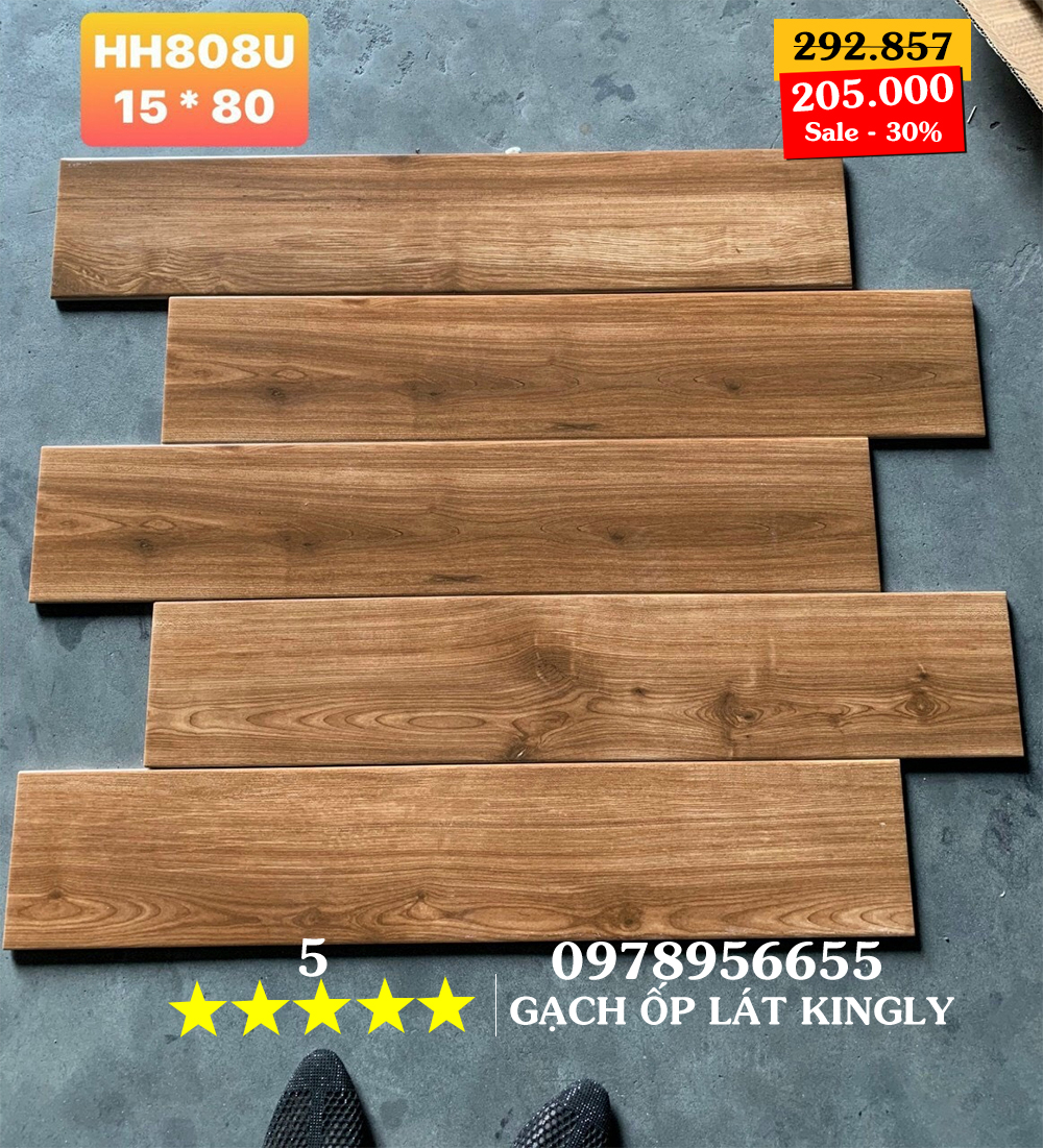 Gạch giả gỗ Thanh gỗ 15x80 HH808U